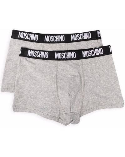 Moschino Two-pack Logo-waistband Boxer Briefs - Grey