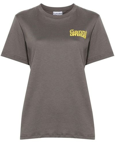 Ganni Loveclub Organic Cotton T-shirt - Grey