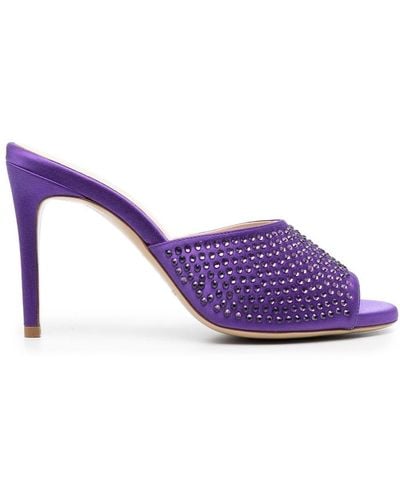 P.A.R.O.S.H. 105mm Crystal-embellished Mules - Purple
