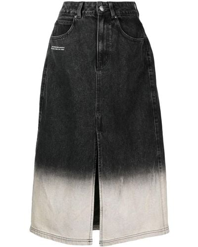 Izzue Faded High-waisted Denim Skirt - Black