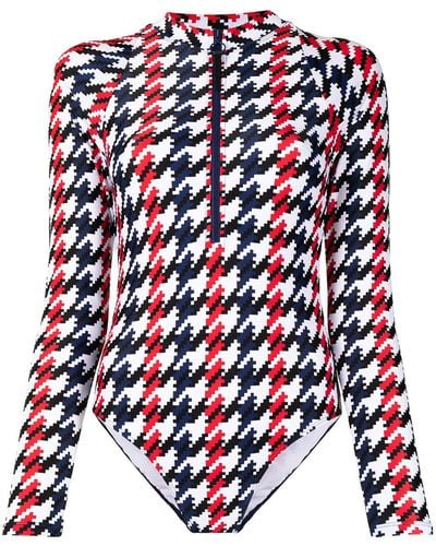 Perfect Moment Spring Houndstooth-print Surf Wetsuit - White