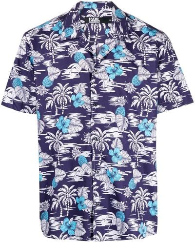 Karl Lagerfeld Overhemd Met Palmboomprint - Blauw