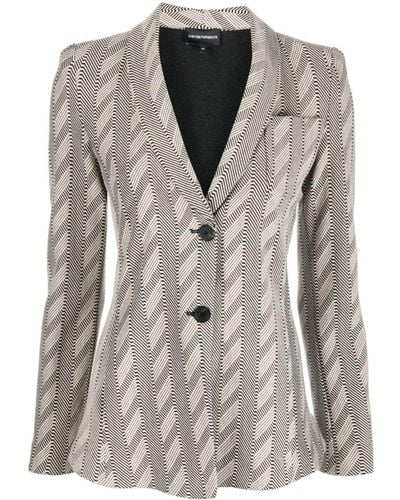 Emporio Armani Single-breasted Blazer Jacket - Grey