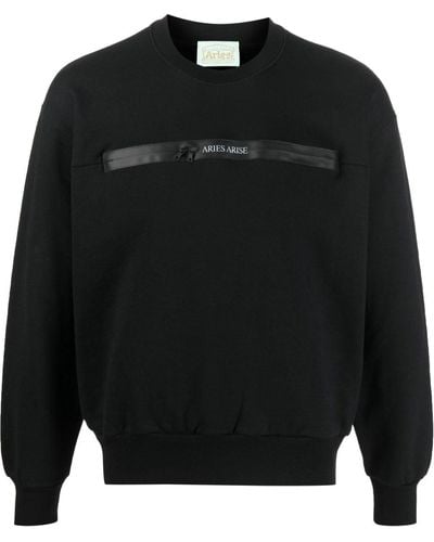 Aries Sweater Met Logoprint - Zwart