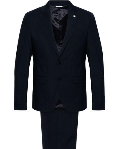 Manuel Ritz Single-breasted Wool Suit - Blue