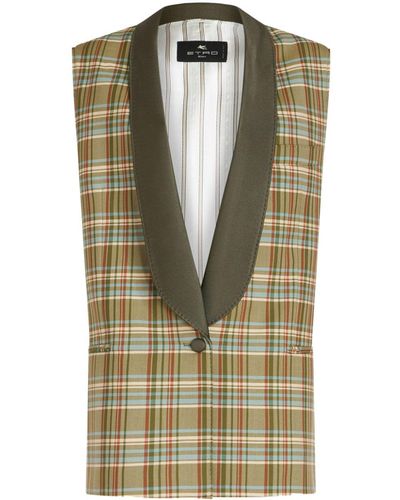 Etro Check-pattern Jacquard Waistcoat - Green