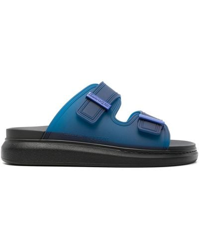 Alexander McQueen Hybrid Logo-embossed Slides - Blue