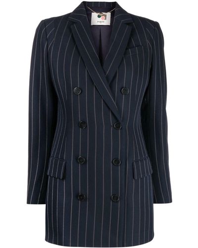 Ports 1961 Stripe-print Double-breasted Blazer - Blue