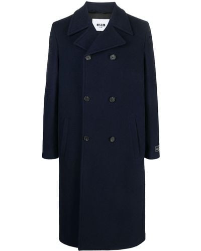 MSGM Manteau en laine à boutonnière croisée - Bleu