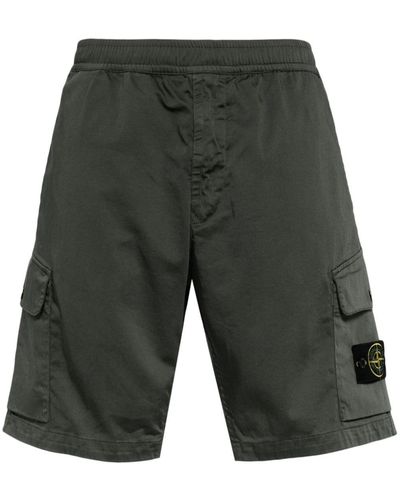 Stone Island L0312 Satin Cargo Shorts - Grey