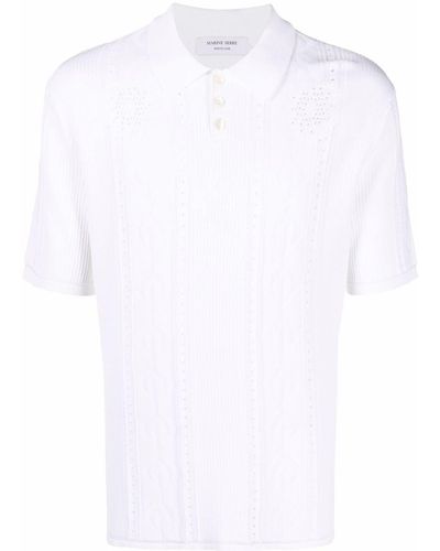 Marine Serre Poloshirt mit Sichelmond-Muster - Weiß
