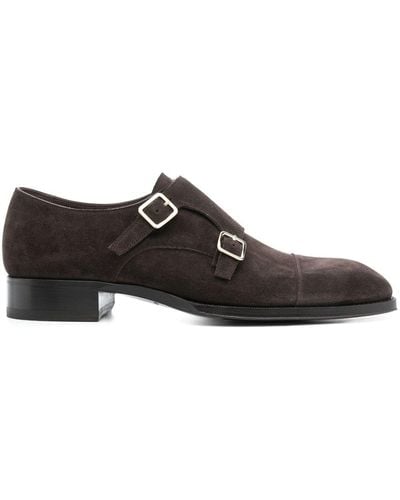 Tom Ford Chaussures en daim à boucles 30 mm - Marron