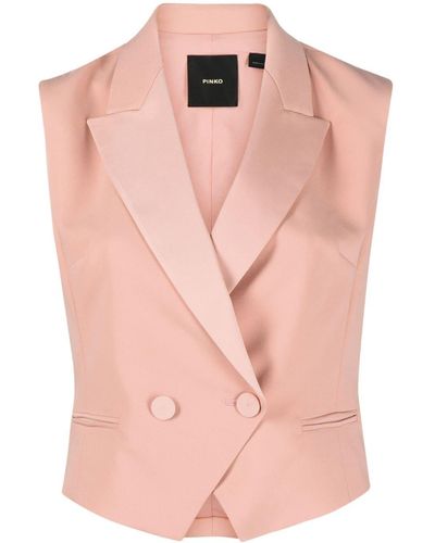 Pinko Double-breasted Cropped Waistcoat - Pink