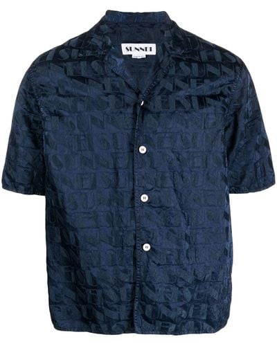 Sunnei Camisa con monograma - Azul