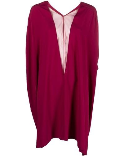 Rick Owens Plunging V-neck Poncho Top - Red