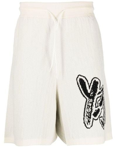 Y-3 Intarsia-knit Logo Bermuda - White