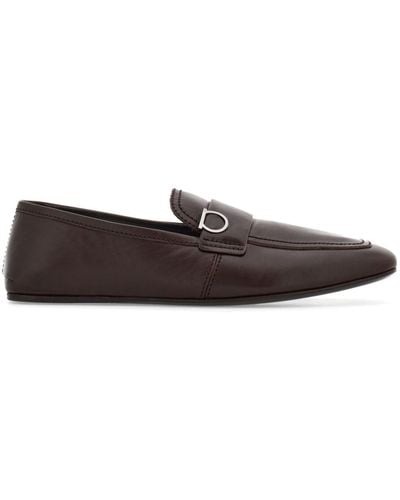 Ferragamo Gancini-plaque Leather Loafers - Brown