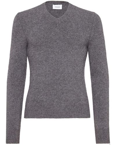 Ferragamo V-neck Long-sleeve Sweater - Grey