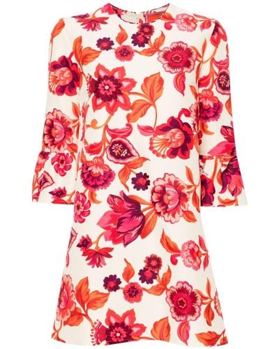 La DoubleJ Floral-print Cady Mini Dress - Rood