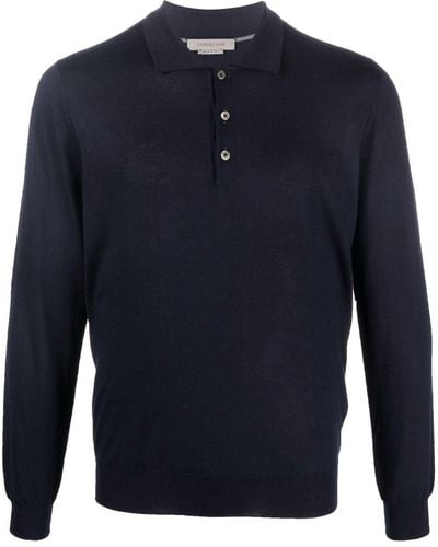 Corneliani Long-sleeve Wool Polo Shirt - Blue