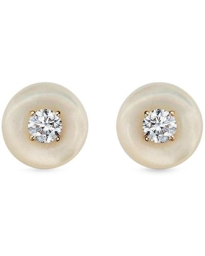 Fernando Jorge 18kt Yellow Gold Large Orbit Diamond And Mother Of Pearl Stud Earrings - White