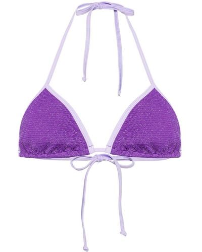 Mc2 Saint Barth Leah String Lurex Bikini Top - Purple