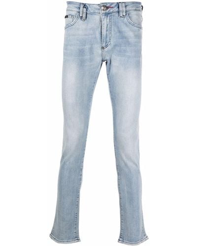 Philipp Plein Slim-Fit-Jeans mit Logo - Blau