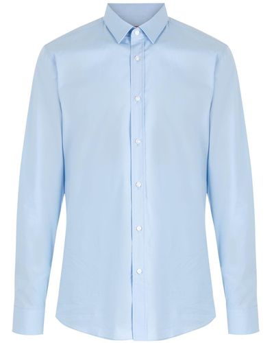 HUGO Slim-cut Poplin Shirt - Blue