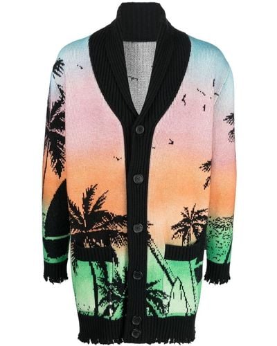 Philipp Plein Cardigan con stampa Hawaii - Verde