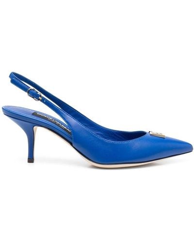 Dolce & Gabbana Logo-plaque Slingback Court Shoes - Blue