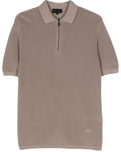 Emporio Armani Open-knit Polo Shirt - Brown
