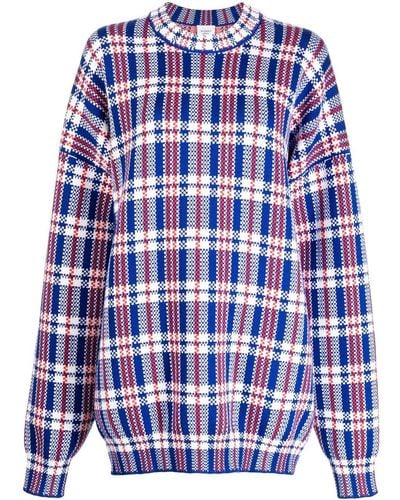 Vetements Check-print Merino Sweater - Blue
