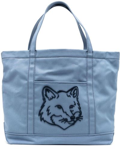 Maison Kitsuné Logo-appliqué Tote Bag - Blue