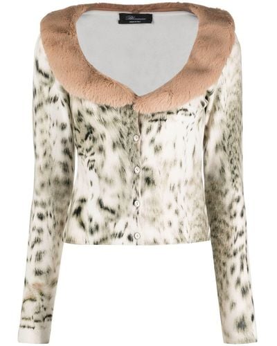 Blumarine Cardigan mit Leoparden-Print - Weiß