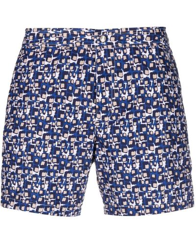 Corneliani Graphic-print Swim Shorts - Blue