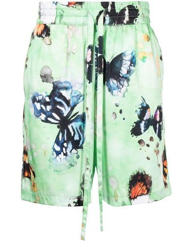 NAHMIAS Shorts aus Seide mit Schmetterlingen - Grün