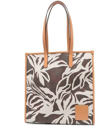 Etro Grained-texture Leather Tote Bag - White