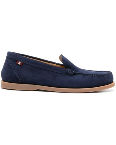 Bally Grosgrain-tab Suede Loafers - Blue