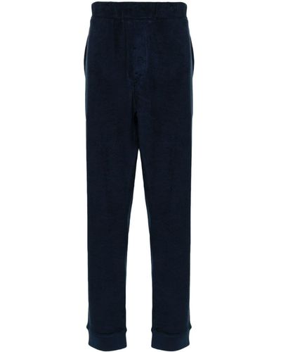 Zanone High-waisted Terry-cloth Tapered Trousers - Blue