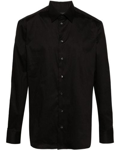 Emporio Armani Classic-collar Poplin Shirt - Black