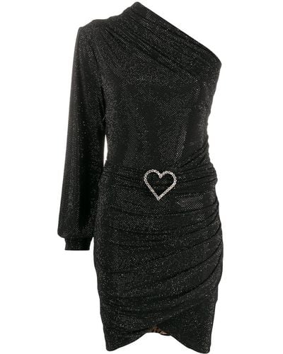 Philipp Plein One-shoulder Crystal-heart Dress - Black