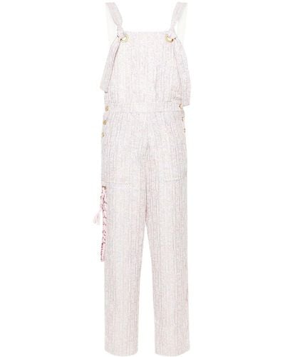 Khrisjoy Salopette Sequined Tweed Dungarees - White