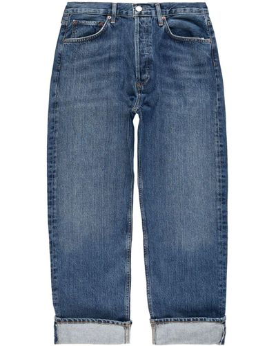 Agolde Fran Cropped-Jeans mit hohem Bund - Blau