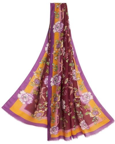 Etro Floral-print Semi-sheer Scarf - Red