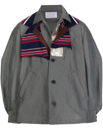 Kolor Patch-detail Shirt Jacket - Gray