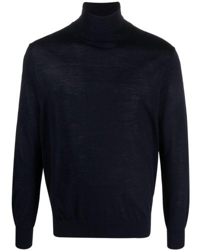 Ballantyne Roll-neck Fine-knit Sweater - Blue