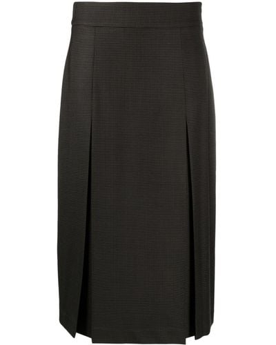 P.A.R.O.S.H. Check-pattern Pleated Midi Skirt - Black