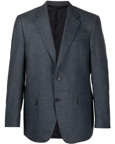 Canali Twill-weave Wool Blazer - Blue