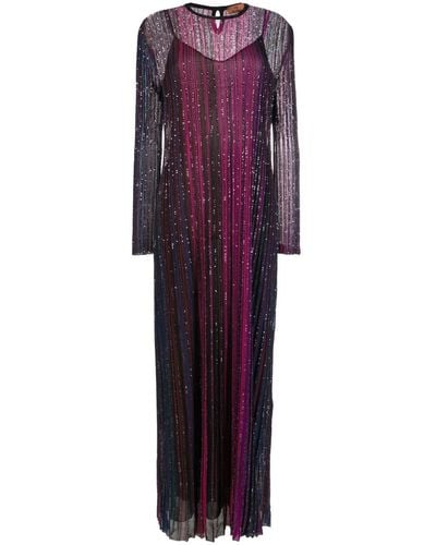 Missoni Sequin-embellished Pleated Maxi Dress - Purple