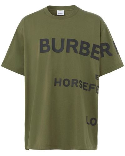 Burberry T-shirt oversize con stampa - Verde